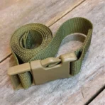 green fastening strap with quick-release buckles